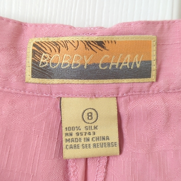 Bobby Chan 90's Vintage Leafy Jacquard Knit Silk High Waisted Mini Skort Pink 8 - Picture 5 of 12